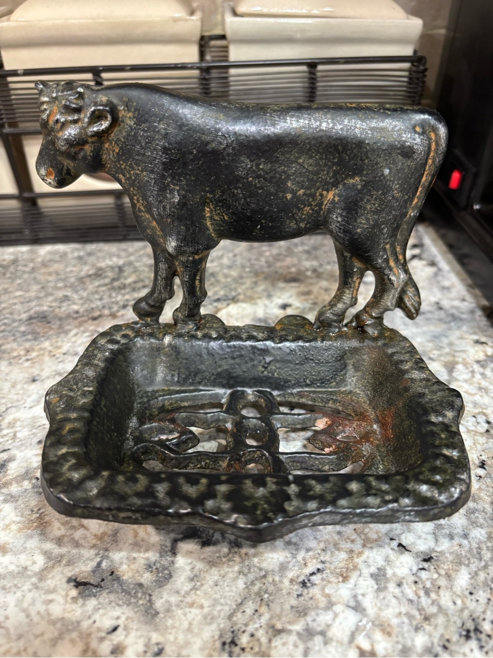 Cast Iron Cow Trough Soap/scrubber  Dish - Rustic Black Decor
